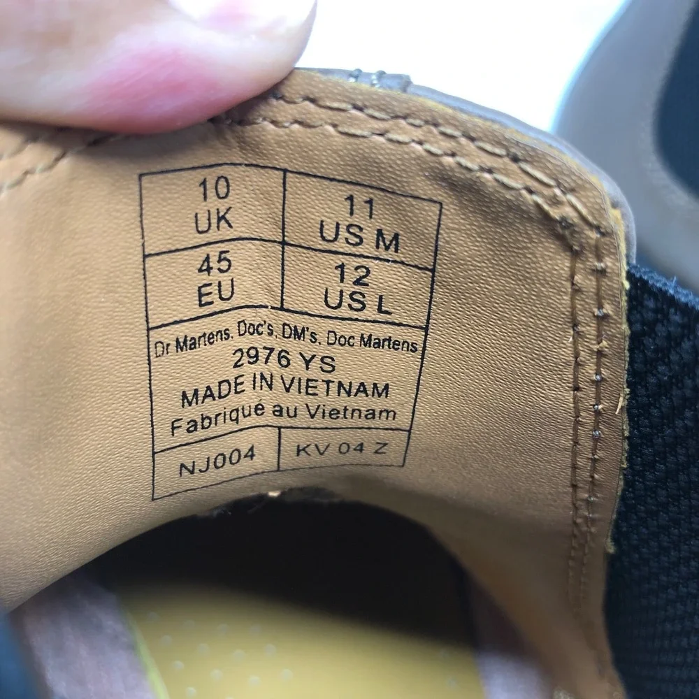 Dr Martens 2976 Yellow Stitch Smooth Leather Chelsea Boots Mens 11 Brown Classic